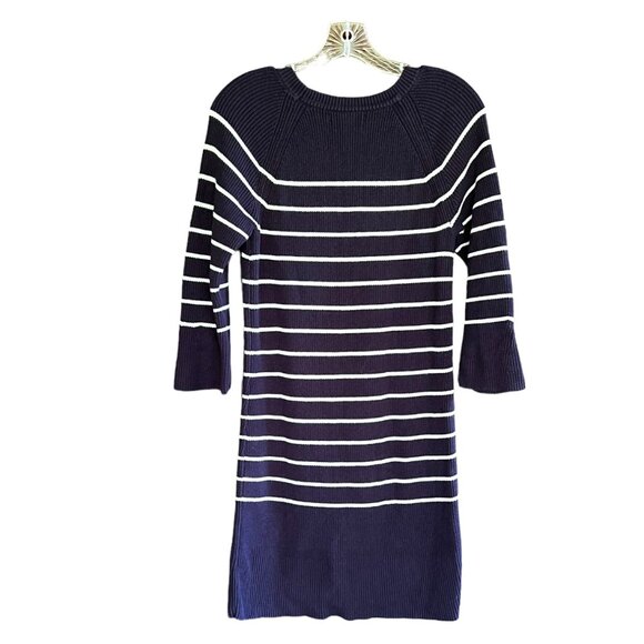 Banana Republic Navy & White Striped 3/4 Sleeve Sweater Dress, Size M - Picture 2 of 8
